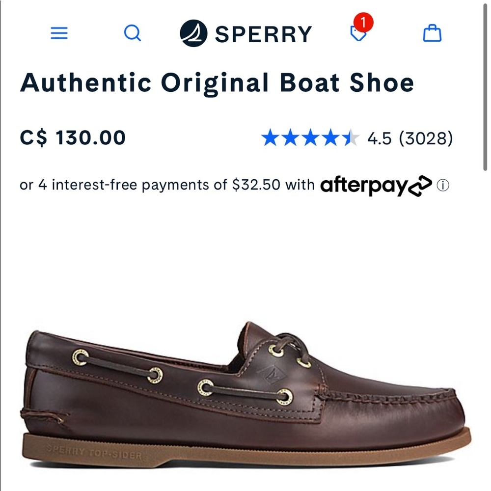 Mens Amaretto Sperry Authentic Original Leather Boat Shoe - Size 10.5 W